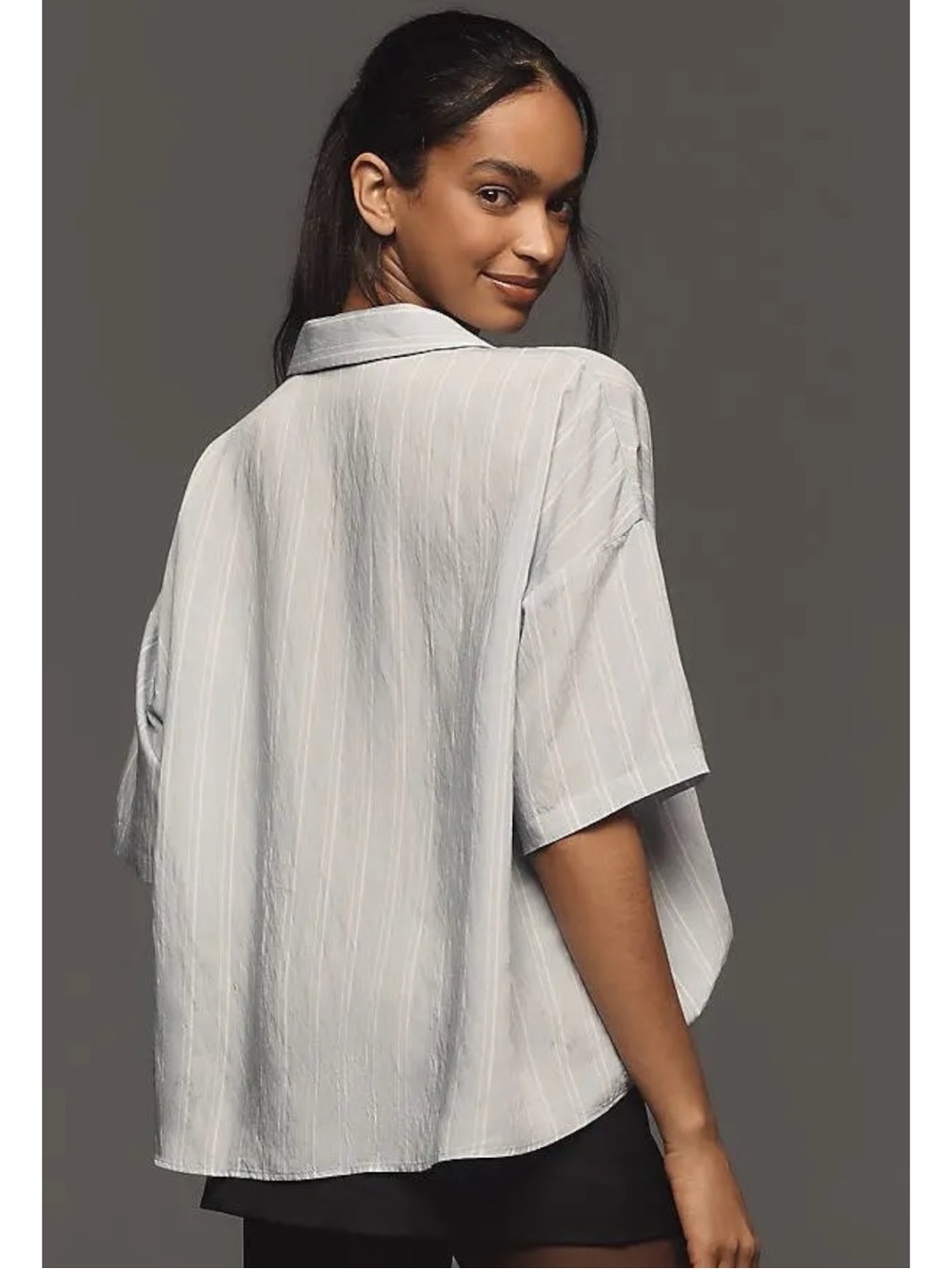 Anthropologie The Dylon Short Sleeve Wide Placket Top Striped Edition Size 1X - Picture 8 of 16